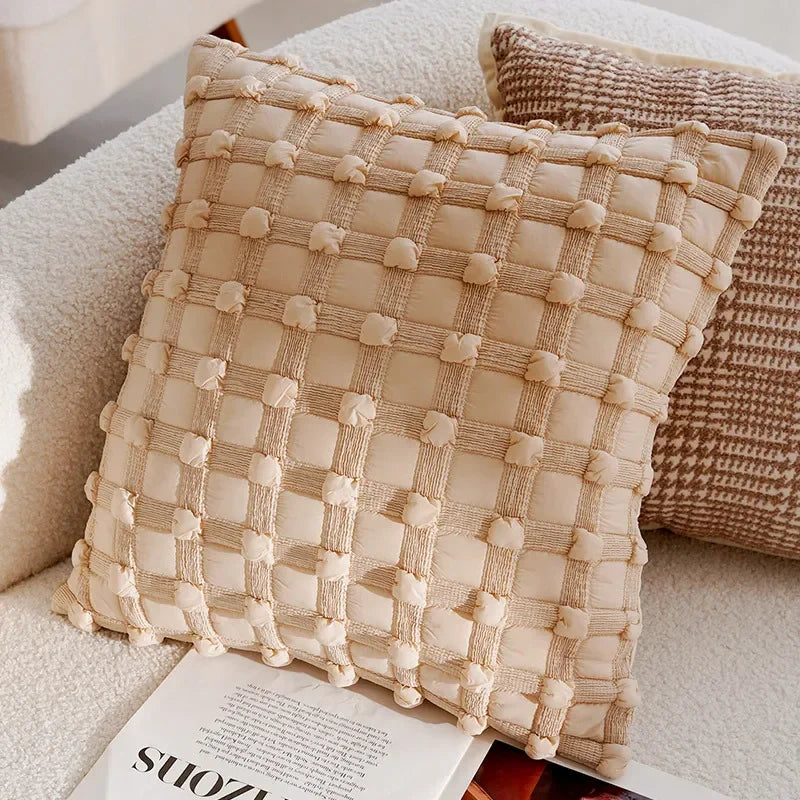 Pillow Cover in Cream Color, Retro Style, Brown French Sofa Waist Cushion Cover 45x45cm Pillowcase