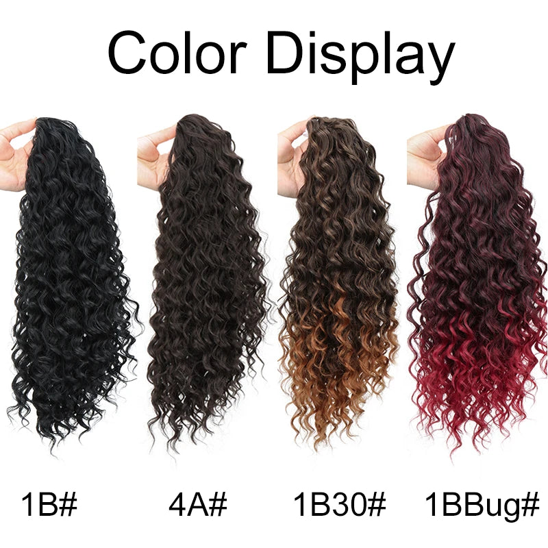 Queue de cheval synthétique de 18 pouces de long, bouclée et frisée, à clipser avec cordon de serrage, extension de cheveux afro noire et marron pour femmes