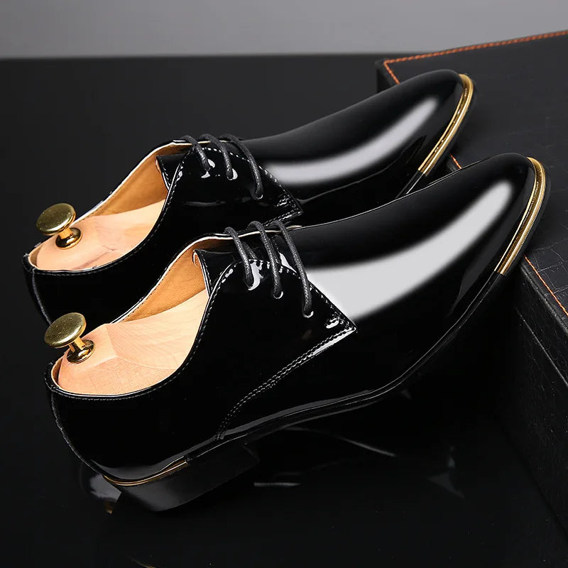 zapatos formales hombre clásicos Charol zapatos de boda hombre oficina coiffeur moda italiana zapatos de vestir hombre piel erkek ay 657
