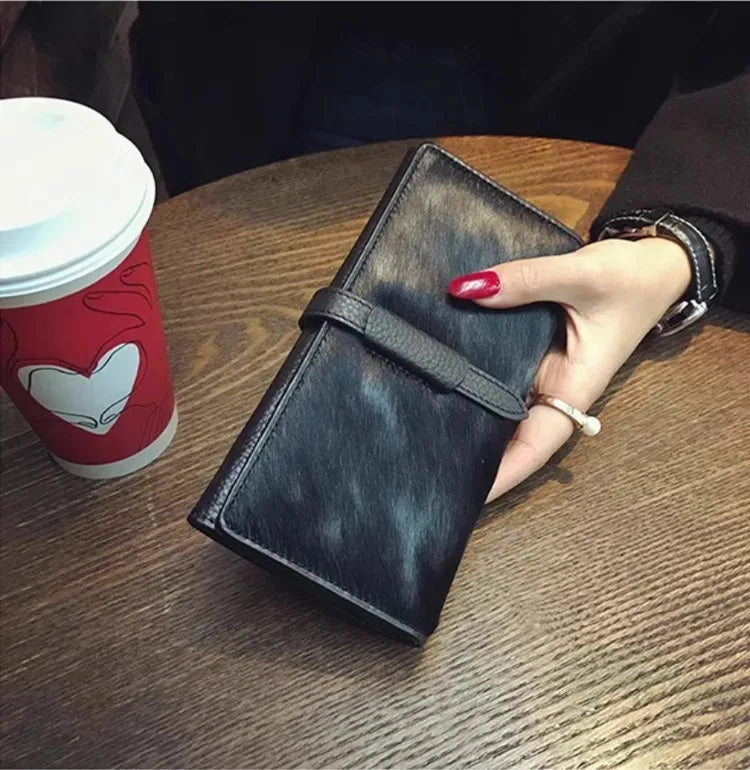 Luxury Designer Wallets For Women High Quality Genuine Leather Leopard Black Clutch Purse 2025 Trend Fashion Long Card Holder
