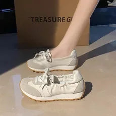 Spring and Summer Women's Casual Flat Shoes Shallow Mouth Canvas Shoes New Women's Lace-up Sports Shoes Comfortable