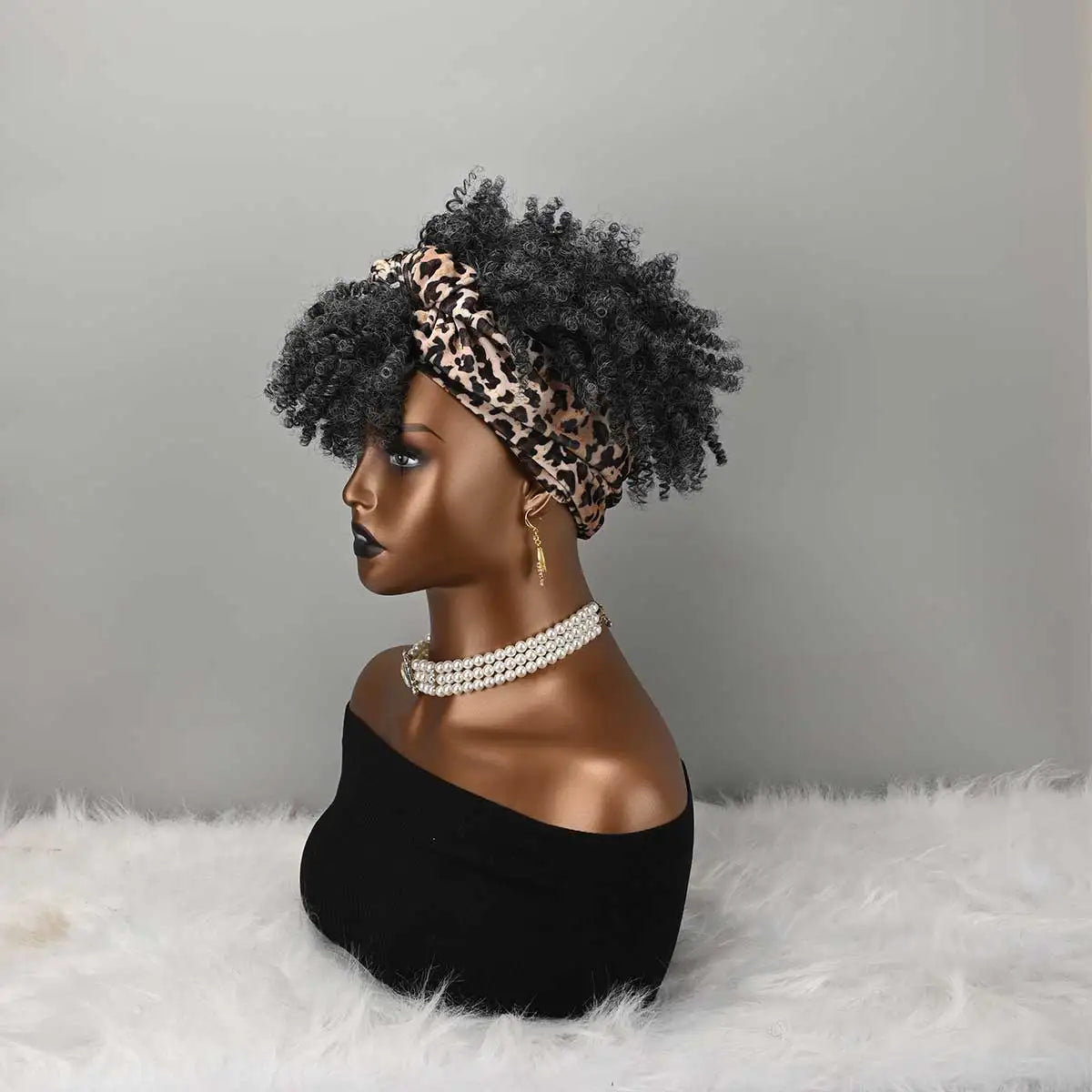 Headband Wig Curly Headband Wig With Bangs For Women Synthetic Afro Curly Hair Wig With Headband Attached Short Kinky Curly Afro High Puff With Bangs Stripes Short Red Curly Wigs with Bangs for Women, Natural Wavy Synthetic W