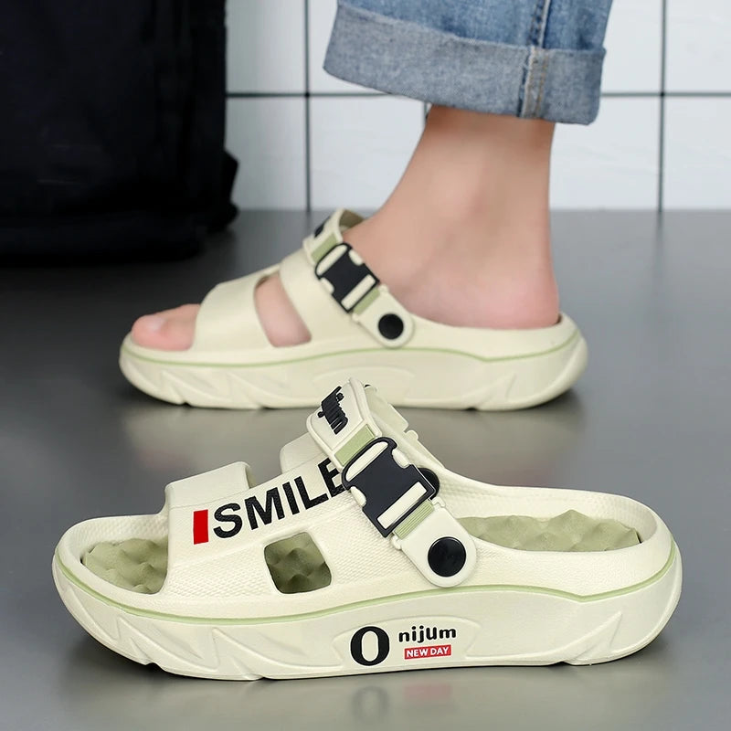 New Men's Massage Slippers Indoor Outdoor Sandals Beach Comfortable Soft Slides Clogs Casual Shoes Men Women Home Slippers