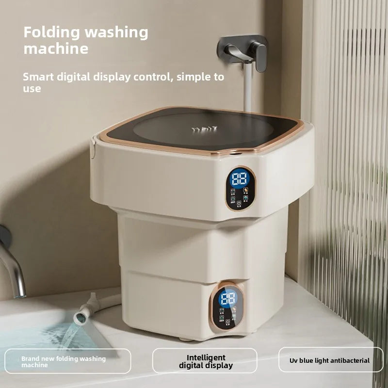 Bærbar, sammenleggbar minivaskemaskin med blålys, smart CNC-steriliseringsvaskemaskin for sovesal
