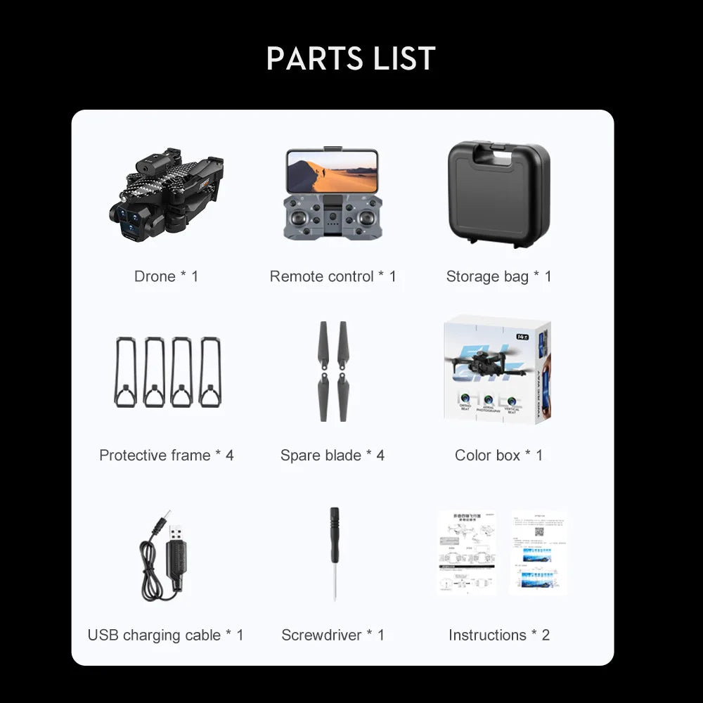 New Carbon Fiber Drone Triple HD Camera Aerial  OAS Remote Control Aircraft Optical Flow Quadcopter Kid Gifts