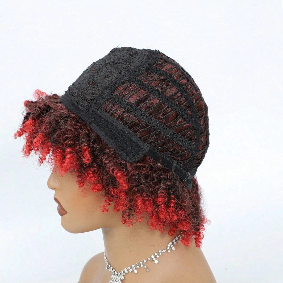 Short Kinky Curly Wig with Bangs