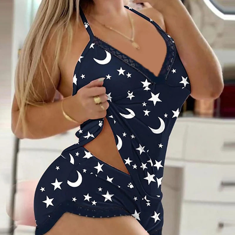 Conjuntos de pijama de mujer, sexy sin mangas, pijamas suaves, cómodos, con cuello en V, para dormir, camisón de satén para mujer