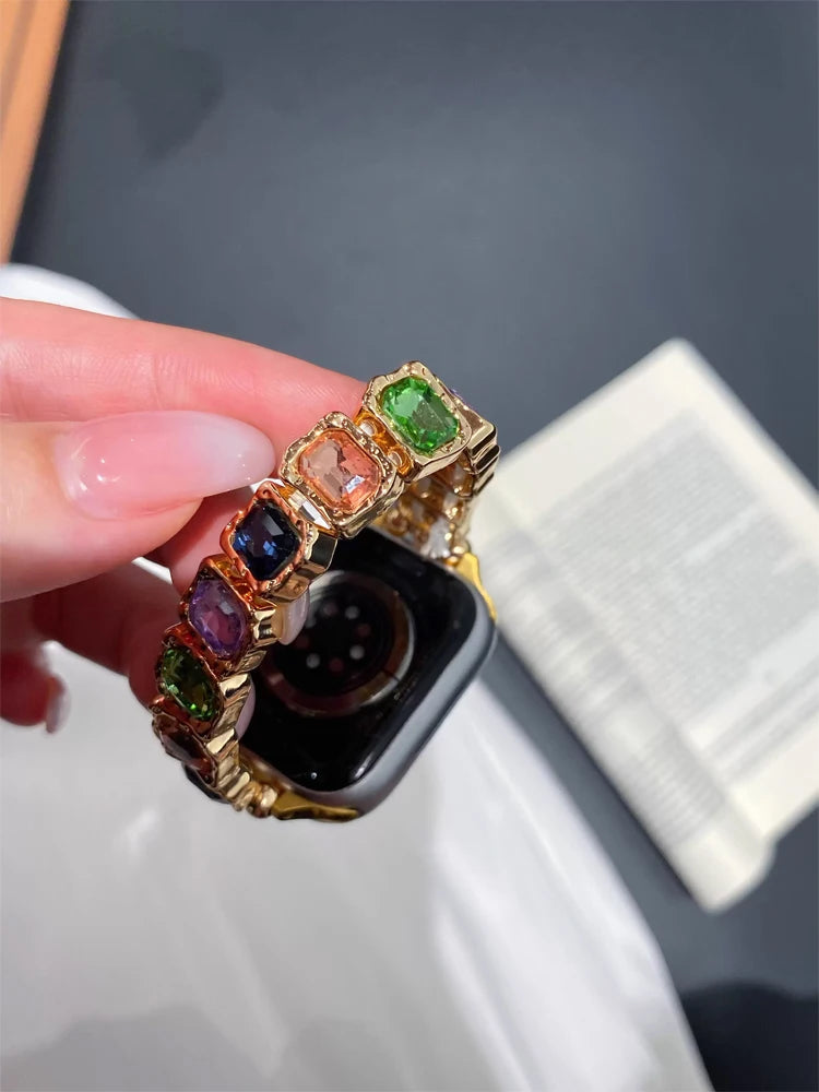Elasticity Diamond Band For iWatch Ultra 10 9 8 7 6 5 Se 4 Metal Woman Strap For Apple Watch 38mm 40mm 41mm 42mm 45mm 46mm 49mm