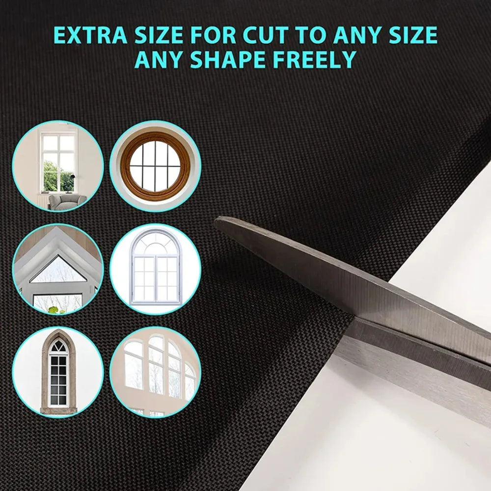Cortina Opaca de Viaje Portátil DIY, Aislante Térmica para Ventana, Cortinas de Cocina Adhesivas sin Perforaciones, Tela Negra