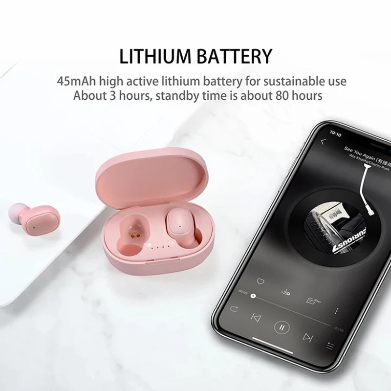 TWS Wireless Bluetooth Headphone, Stereo Headset, Sports Earbuds, Microphone with Charging Box, Smartphone