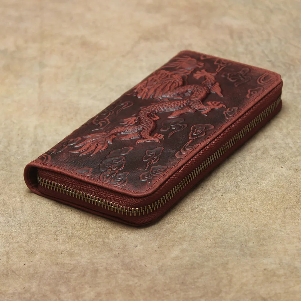 Luxury Men Wallet Genuine Leather Clutch Purse Embossing Long Wallets Thick Cowhide Male Purses Leather Money Hand Clutches