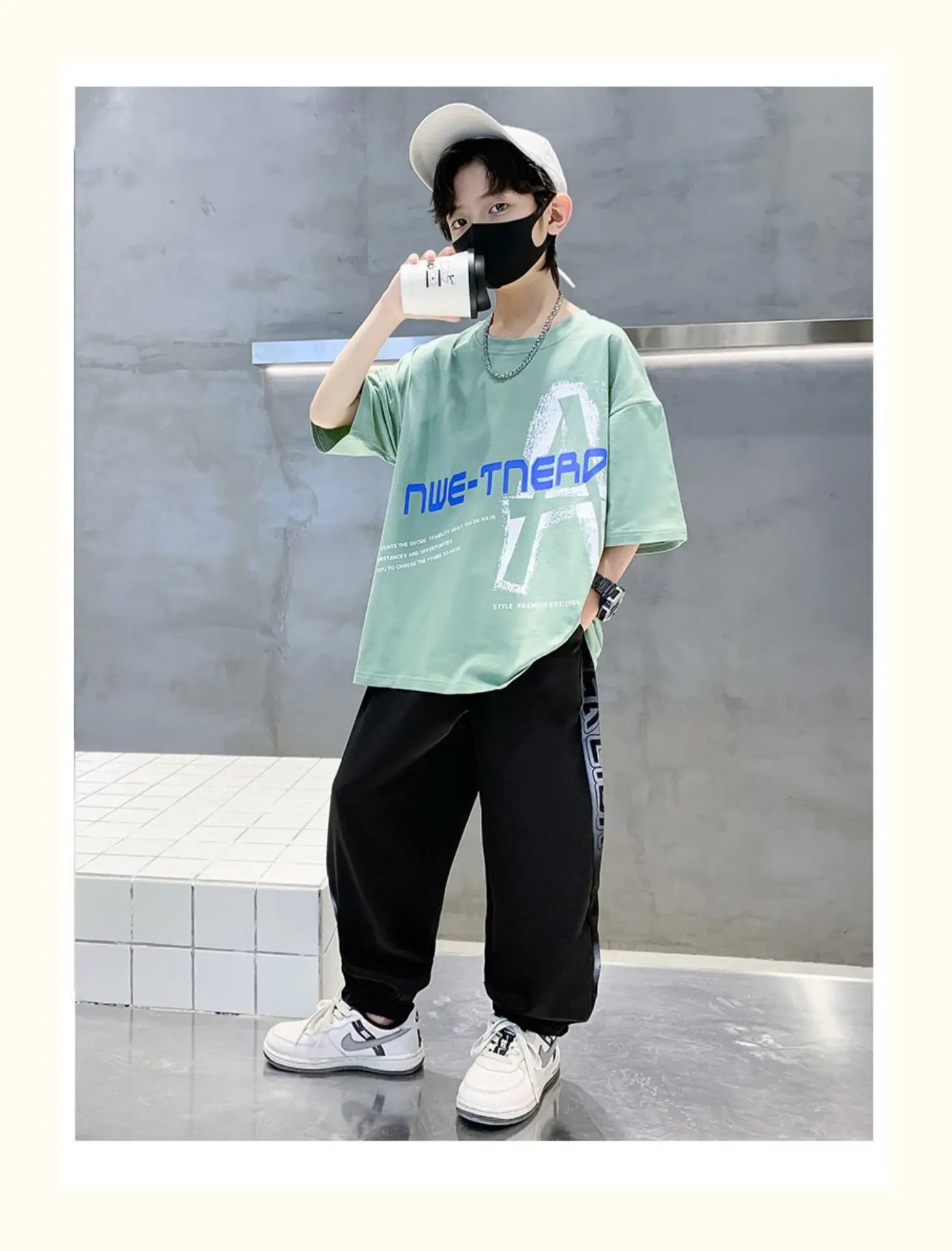 2025 summer Teenager Boys Clothes Casual Kids Tracksuit Child t shirt + Ankle-tied long pant 4 5 6 7 8 9 10 12 11 13 14 Year