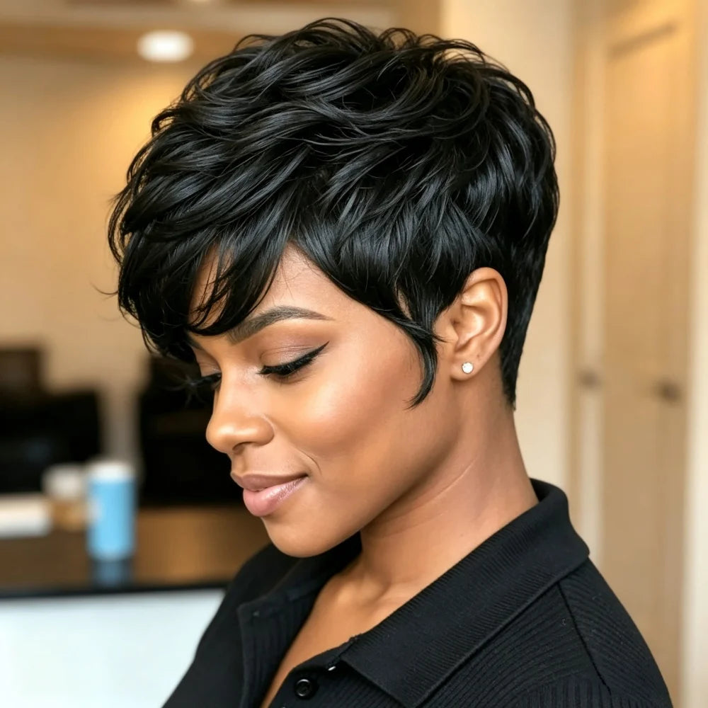 Curly Pixie Remy Hair Wig