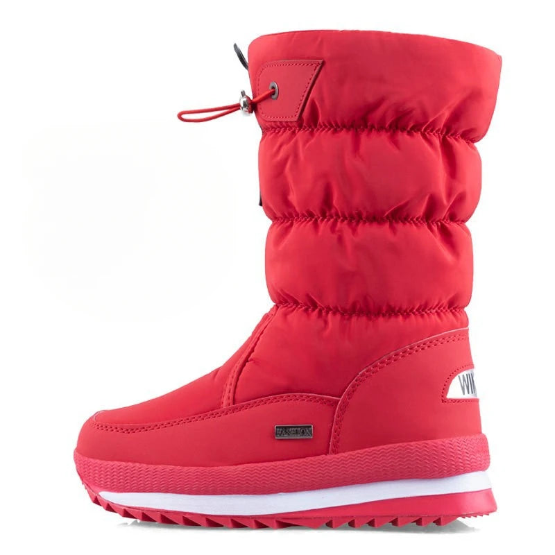 Bottes de neige épaisses pour femmes, bottes mi-mollet chaudes en peluche, antidérapantes, imperméables, bottes de neige décontractées pour femmes, chaussures blanches