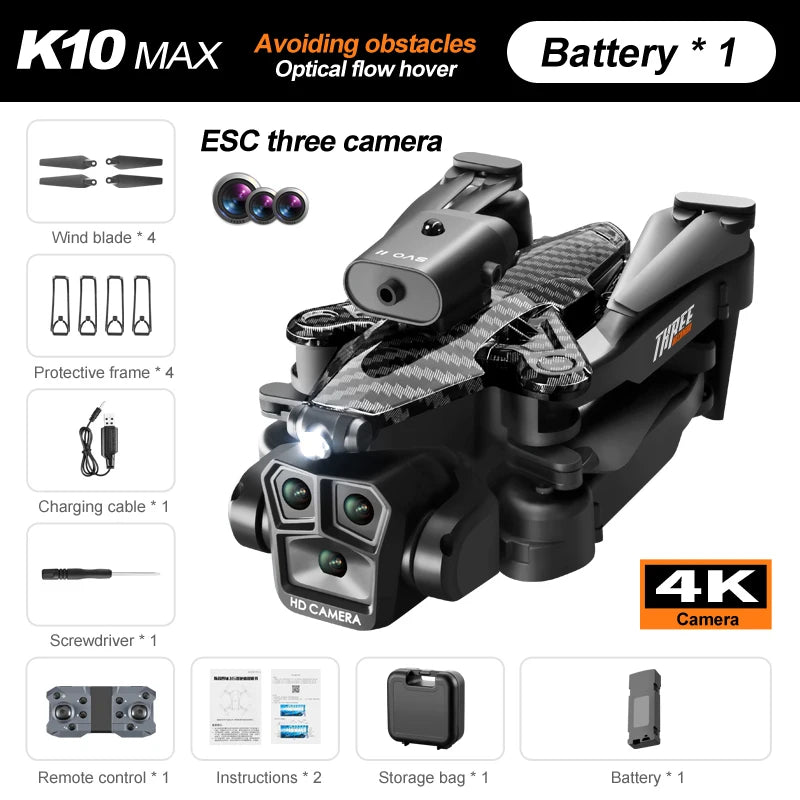 New Carbon Fiber Drone Triple HD Camera Aerial  OAS Remote Control Aircraft Optical Flow Quadcopter Kid Gifts