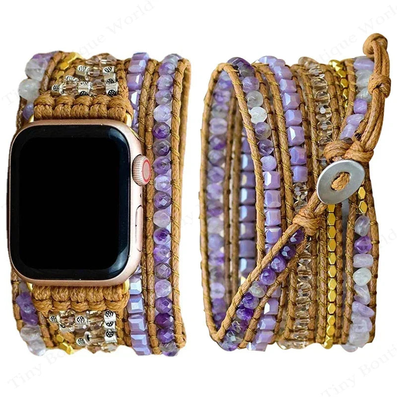 Bohemia Strap for Apple Watch Ultra Band 49mm 44mm 45mm 41mm 42mm 38 Handmade Natural Beads Bracelet Iwatch Series 8 7 6 Se 5 3