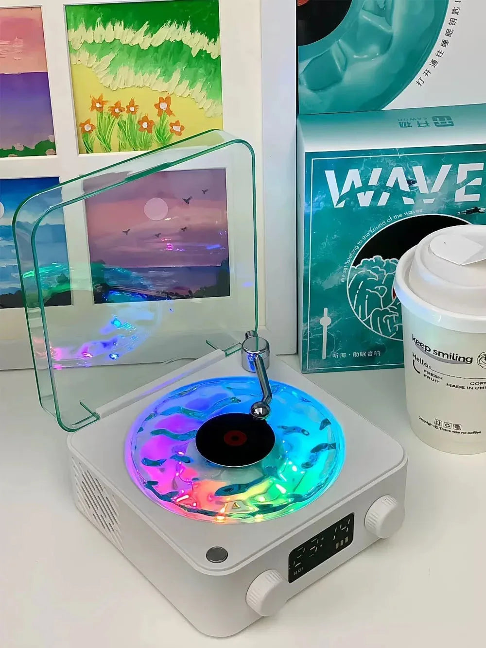 New mini retro Bluetooth speaker portable sleep aid Bluetooth speaker with RGB lights supporting TF card subwoofer，gift