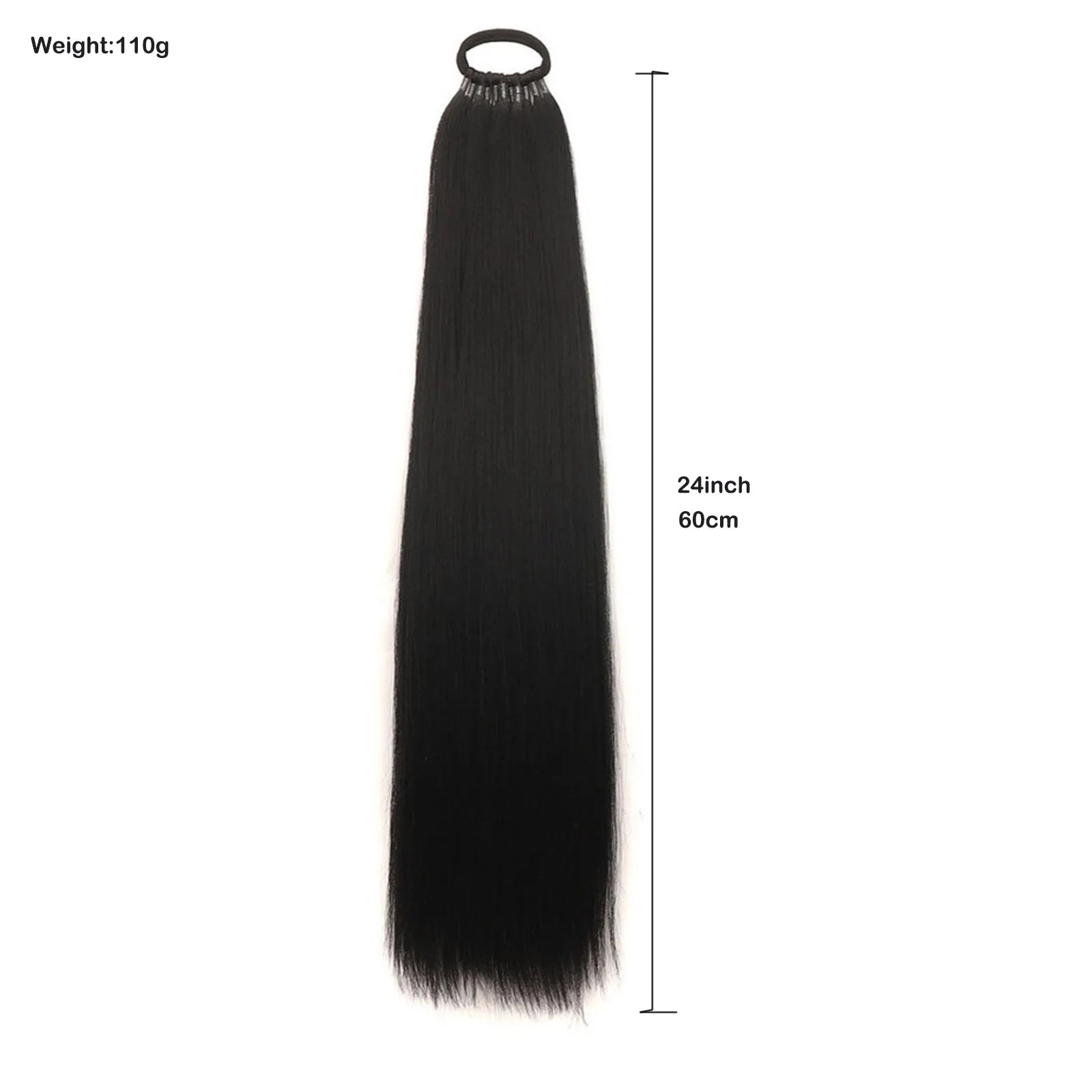 Synthetic Ponytail Hair Extension Long Yaki Straight Hair Ponytails With Ring Black Afro Fluffy Woman's Haipieces