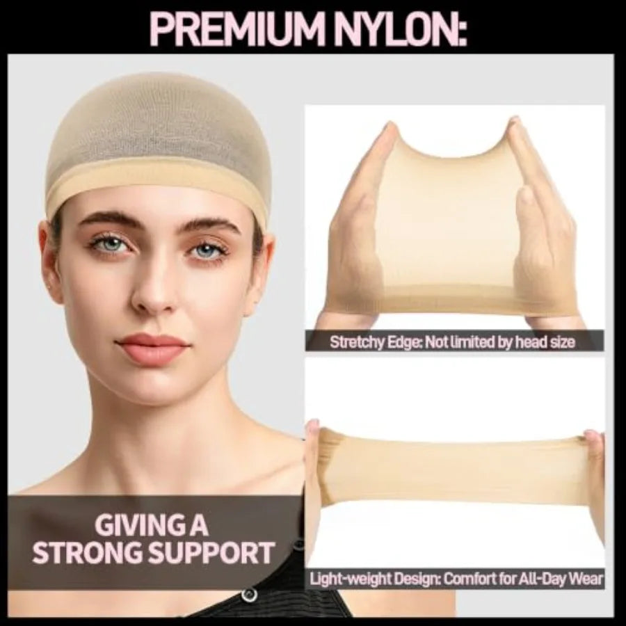 4PCS Wig Cap, 2PCS Nylon Wig Caps for Women Light Brown, 2PCS HD Caps for Wigs Super Thin Invisible Lightweight. Stocking Hair
