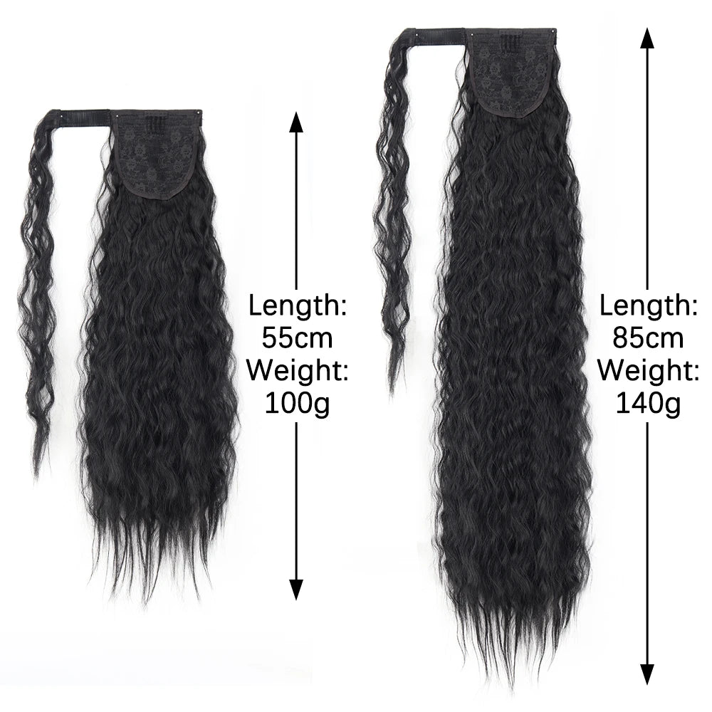 LISI GIRL Synthétique 22/34 Pouces Queue de Cheval enroulée Extensions de Cheveux Bouclés Afro Longs Postiches Queue de Cheval Faux Cheveux Résistant à la Chaleur