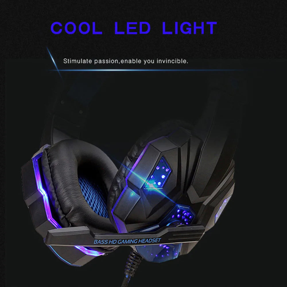New Gaming Headset Headphones With LED Light Mic Stereo Earphones Deep Bass For PC Computer Gamer Laptop Auriculares For PS4 Xbo