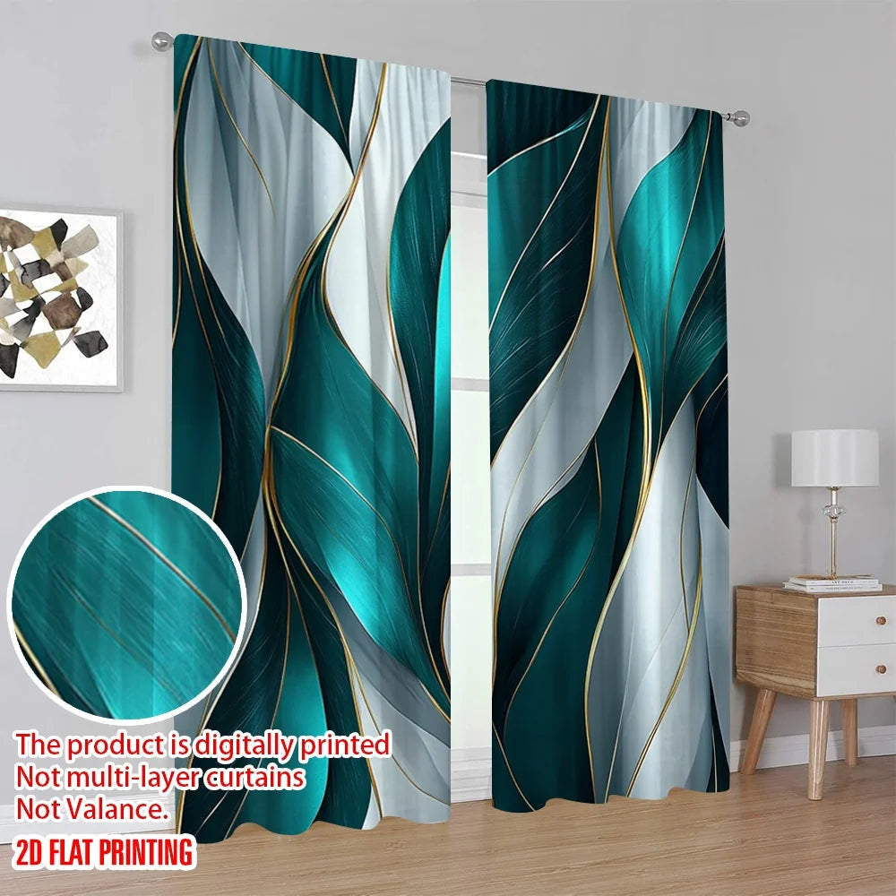 2PCS Party Blackout Curtains – Modern 2D Print, Perfect for Classrooms & Offices