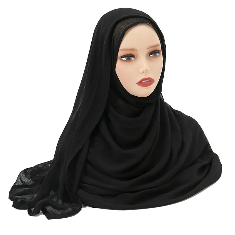 Hijabs musulmanes para mujer, pañuelos finos lisos, chales para mujer musulmana, pañuelo suave de viscosa y rayón, turbante islámico, diadema de 200x85cm