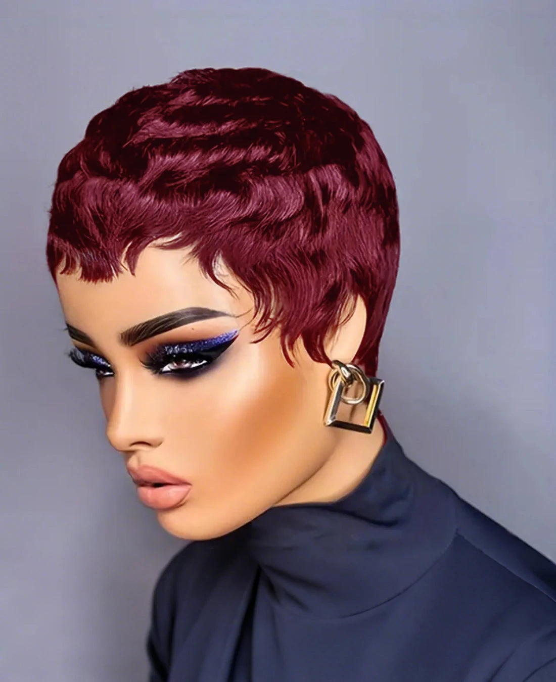 Short Pixie Cut Human Hair Wig – Full Machine-Made Brazilian Remy