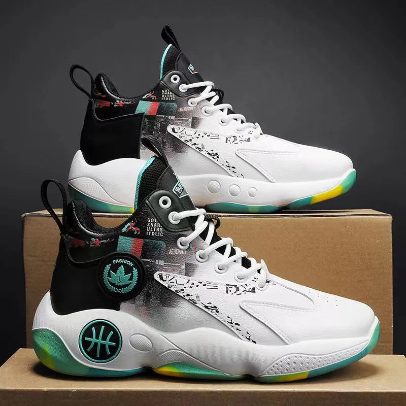 High-top Basketball Shoes Men's Summer New Thick-soled Height-enhancing Youth Student Sports Shoes Breathable and Non-slip