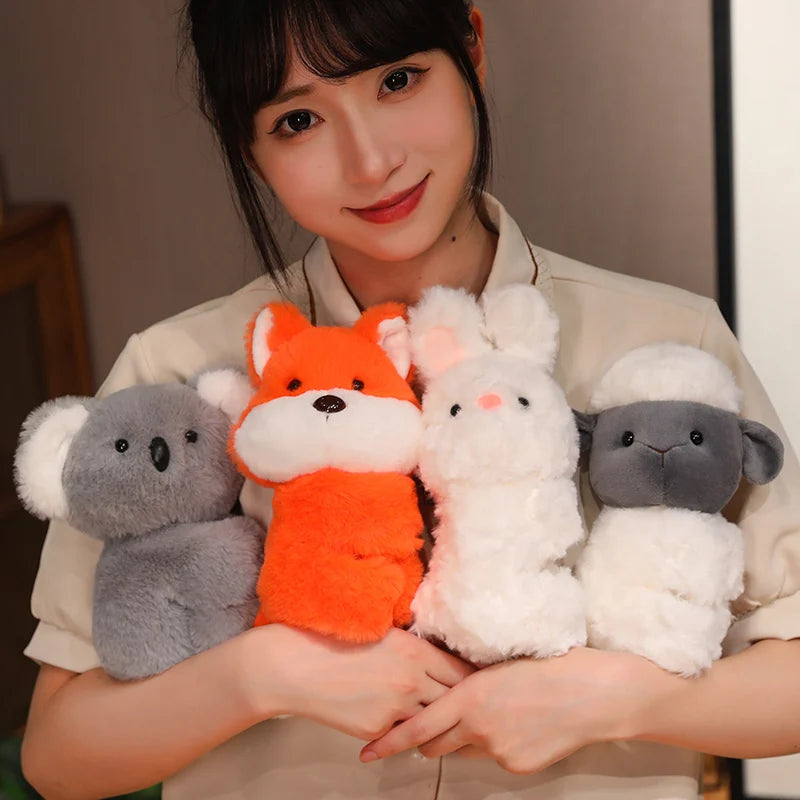 Creative Stuffed Animals Raccoon Fox Husky Cat Monkey Papa Circle Toy Wrapped Around Arm Doll Toys For Kids Birthday Gift