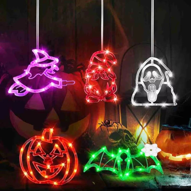 Halloween Led String Lights Ghost Pumpkin Spider Hat Modeling Lamp with Suction Cup Festival Party Halloween Decoration New
