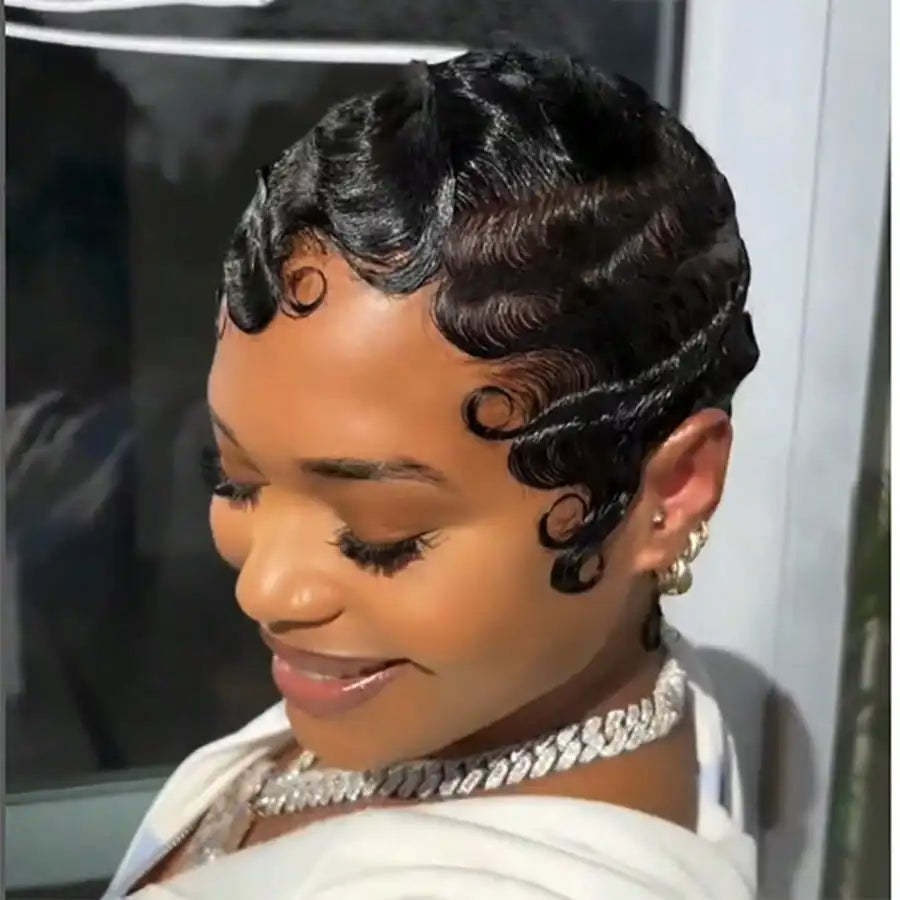 Elegant Finger Wave Pixie (6")