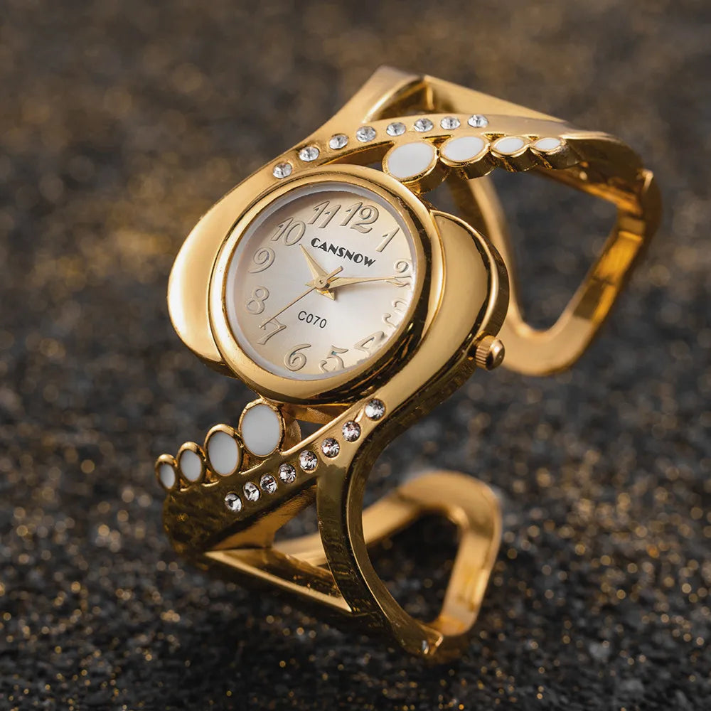 Reloj de pulsera de lujo con cristales para mujer