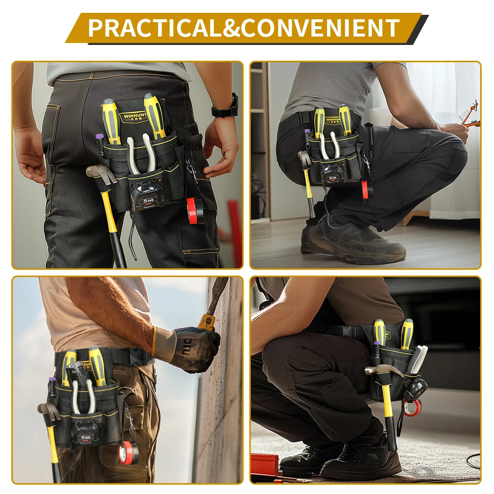 Electrician Tool Waist Bag - Durable, Portable, Multifunctional, Made of Textile Materials, No Assembly Required, Battery-Free f
