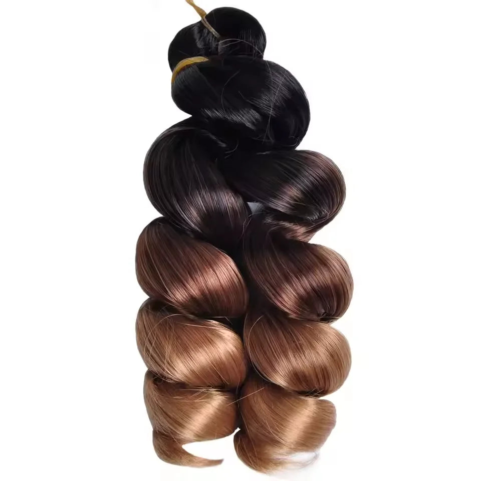 12inch Synthetic French Loose Curl Crochet Hair Extensions Spiral Curly Body Wave Monochrome Mixed Color for Women girls Party