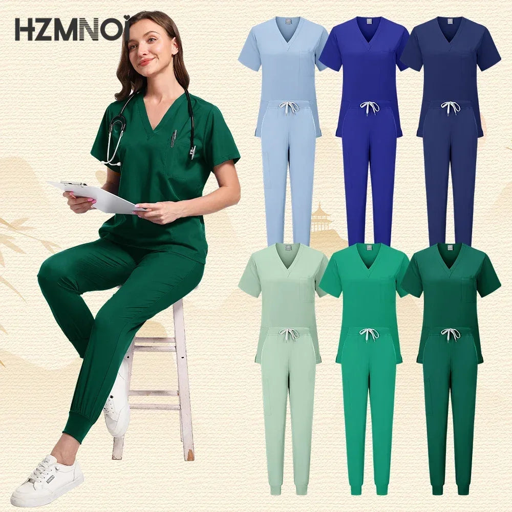 Workwear Nurse Uniform Tops+Straight Pants Medical Nursing Uniform Women Men Pet Shop Beauty Work Suit Doctor Surgery Scrubs Set