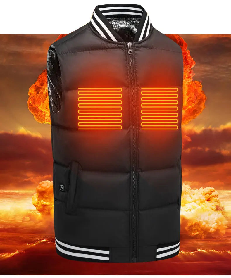 Gilet chauffant intelligent d'hiver pour homme, veste polaire chauffante électrique USB, veste chauffante pour randonnée en plein air, veste chaude thermique chauffante