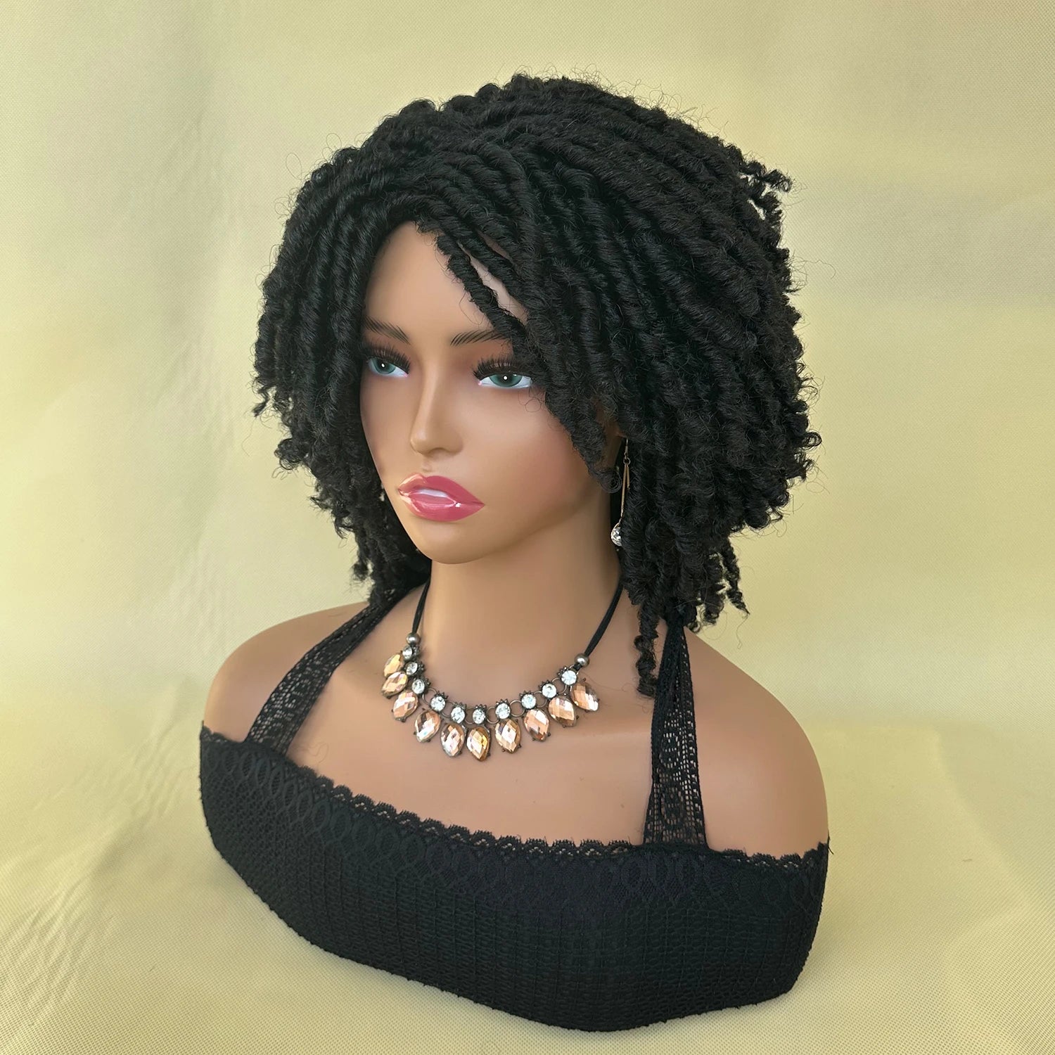 Short Synthetic Dreadlock Wig Afro Crochet Twist Hair Wigs For Black Women Curly Naturel Soft Faux Locs Wig