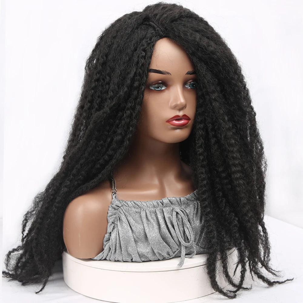 Marley Braid-hårparykk 18 tommer syntetisk dreadlock Marley flettede parykker mykt afro-kinky naturlig flettehår for kvinner