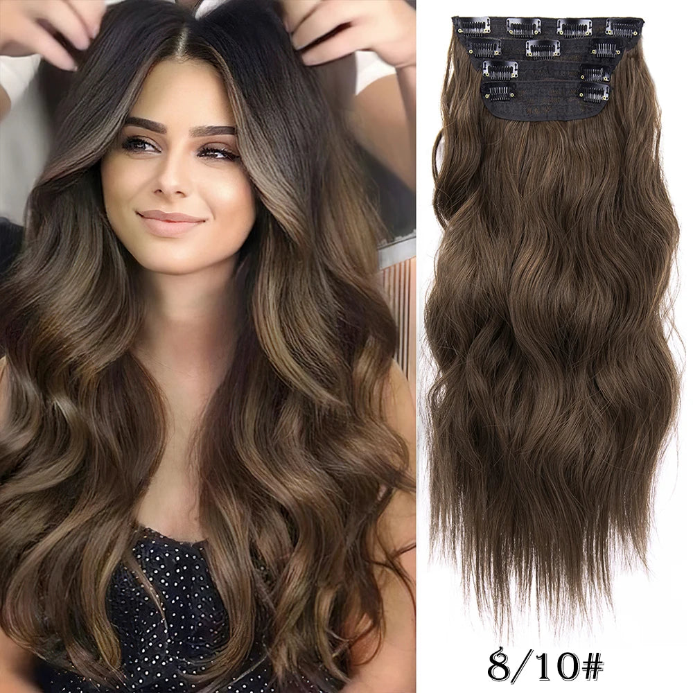 Extensiones de Cabello Ondulado Largo de Clip