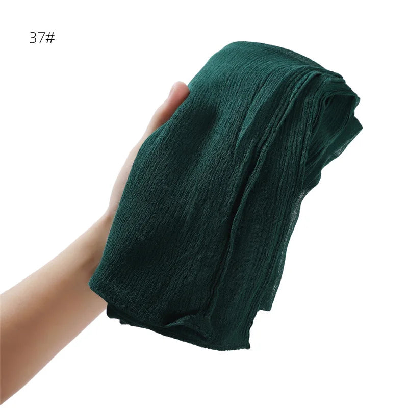 Pañuelo Hiyab de Algodón y Rayón de Color Liso para Mujer, Pañuelo Grande Musulmán, Chales, Diadema Musulmana para Mujer, Turbante Islámico, Pañuelo Bandana
