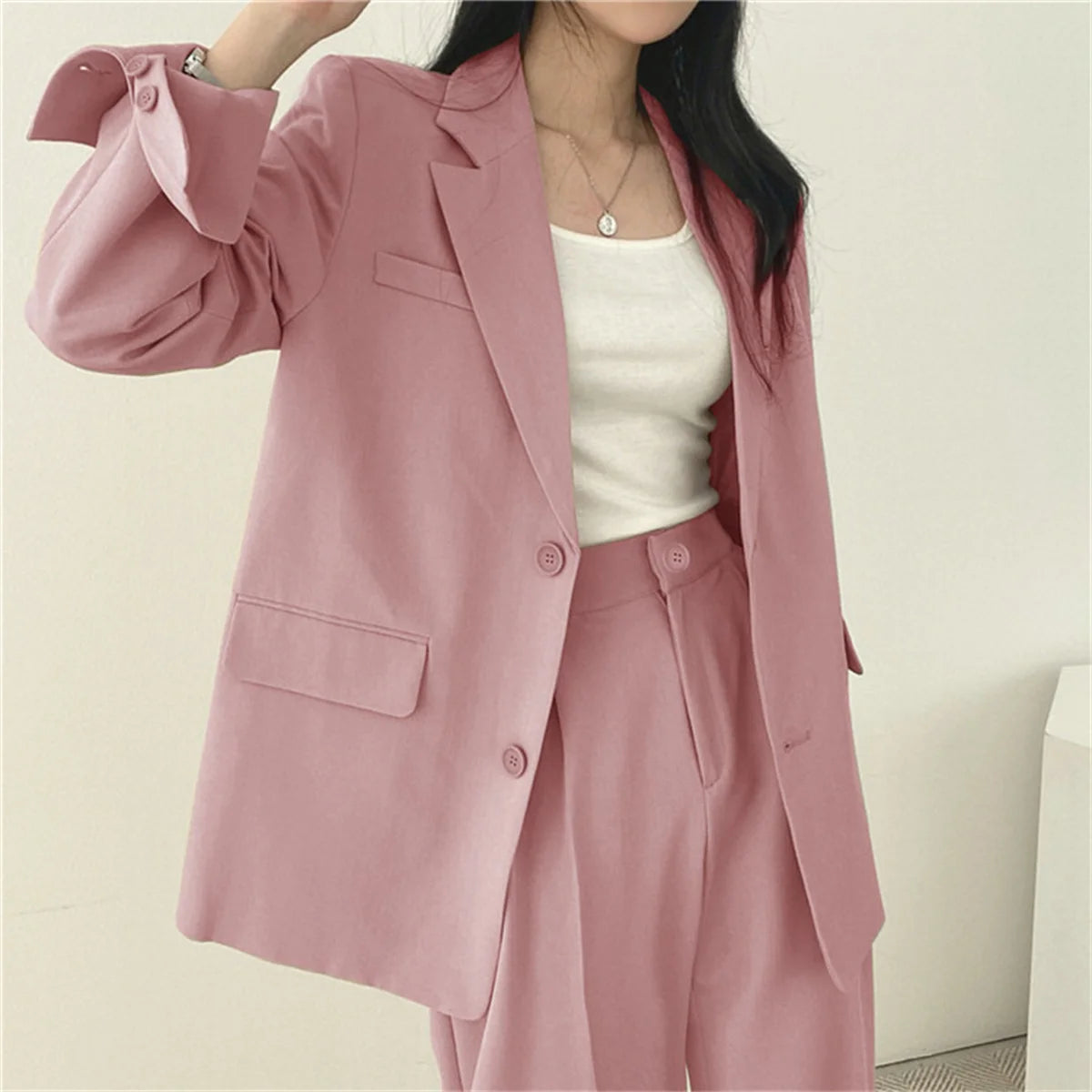 Conjunto Elegante de Blazer y Pantalones de Pierna Ancha para Mujer