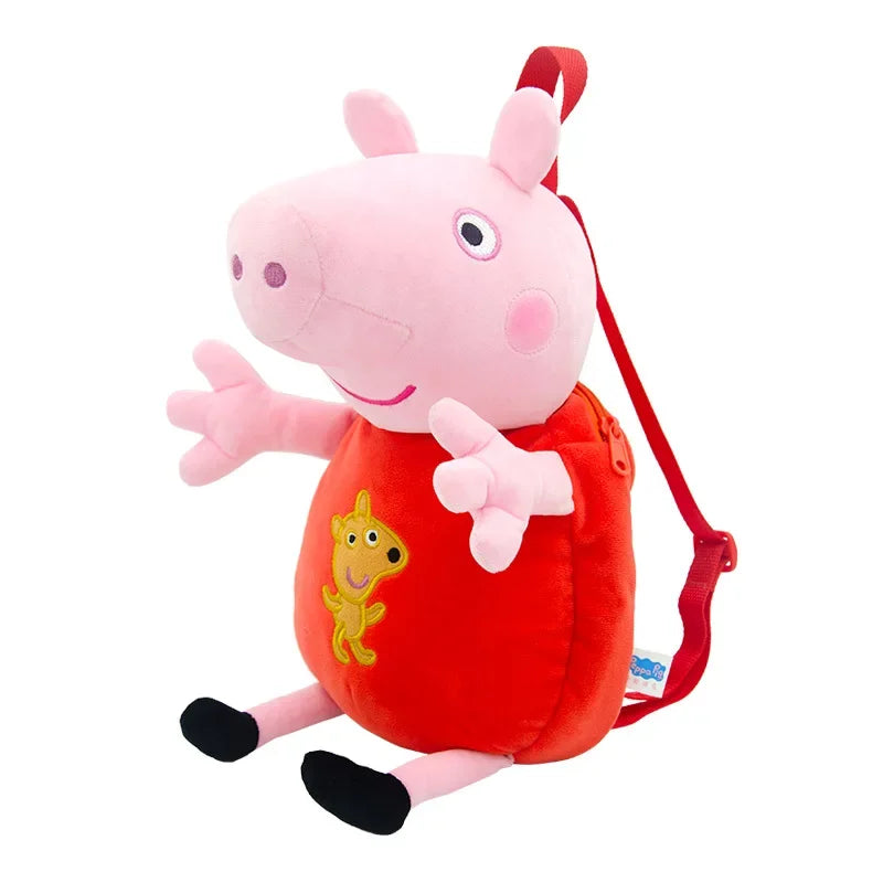 Peppa Pig Crossbody Bag Stereoscopic Doll Backpack Anime Knapsack Plush Coin Purse Toys George Round Pocketbook Children's Gifts