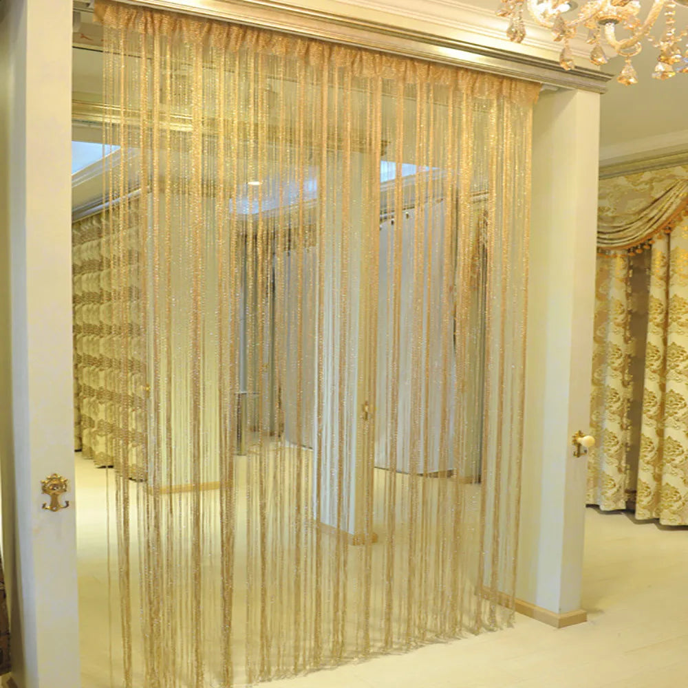 Cortinas para sala de estar de 50CMX200CM Cortina de hilo para sala de estar Puerta Pared Ventana Panel Divisor de ambientes Cortina de borlas decorativa