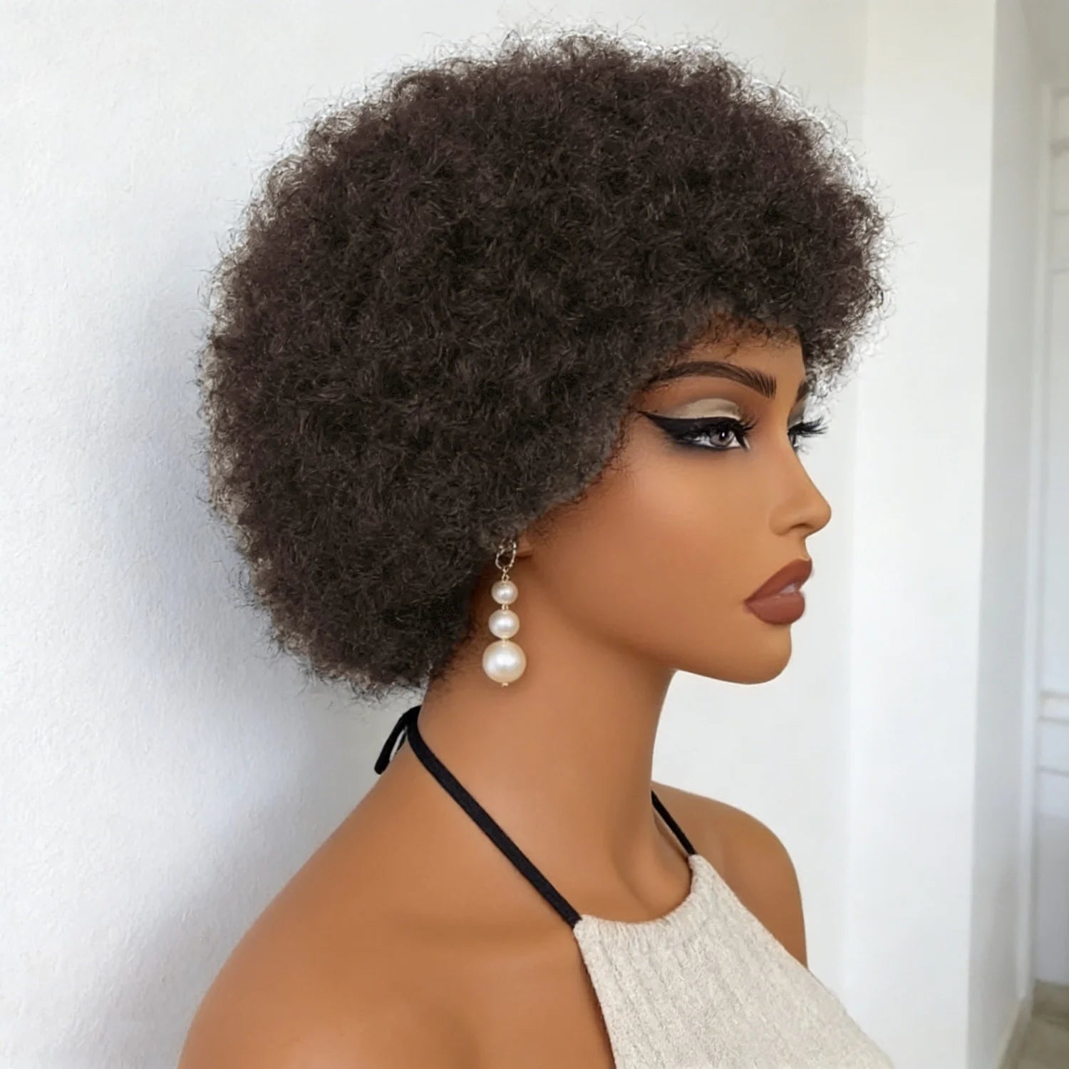 Pelucas cortas Pixie Cut para mujeres negras Cabello humano Afro rizado Kinky Peluca completa hecha a máquina