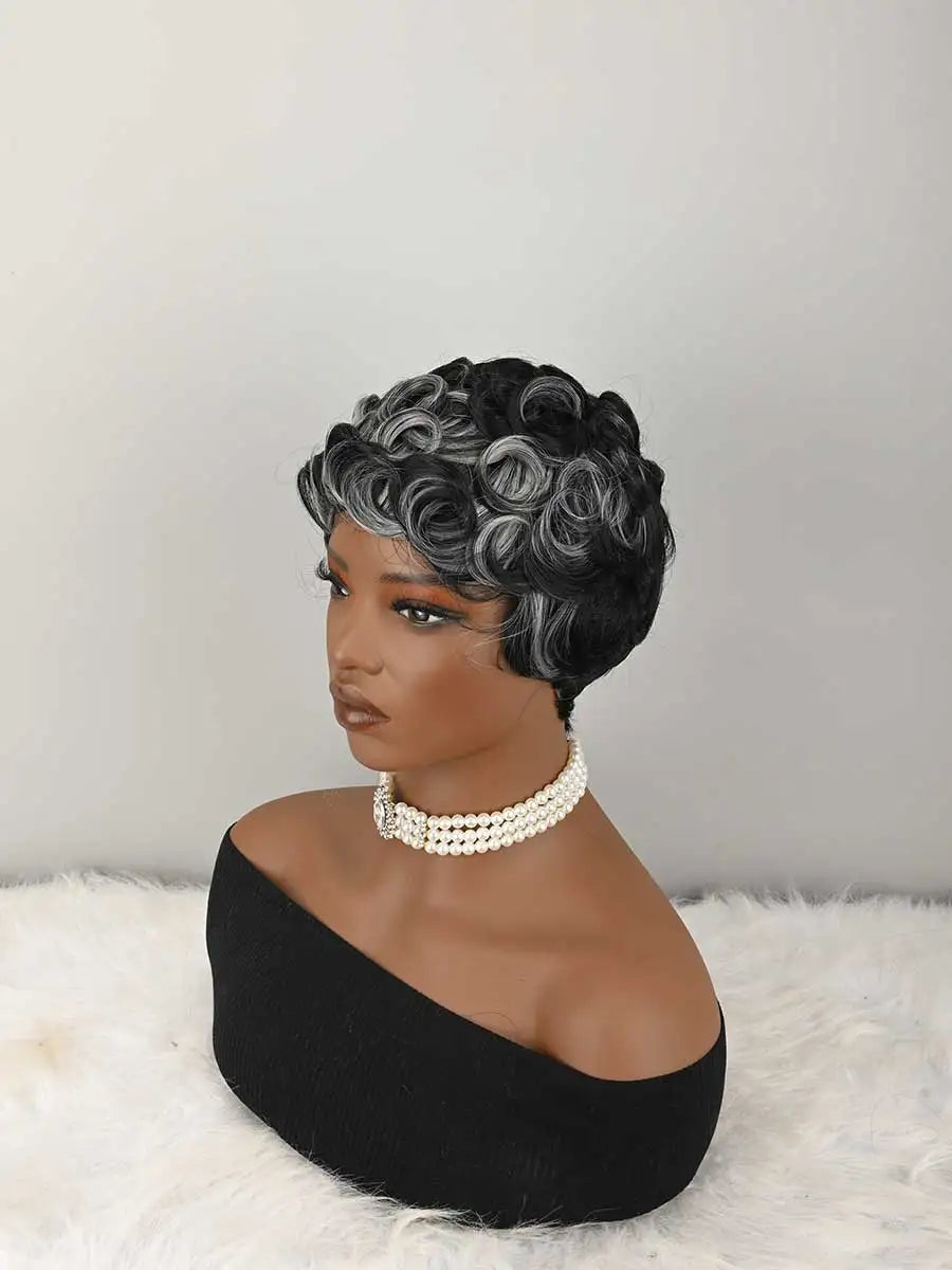 Short Pixie Wigs Short Curly Pixie Wigs Synthetic Wigs Natural Wavy Pixie Cut Wig Short Curly Layered Pixie Wig