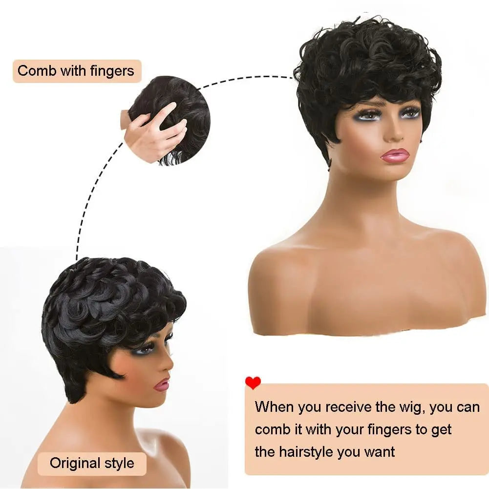 Salt & Pepper Curly Pixie Wig