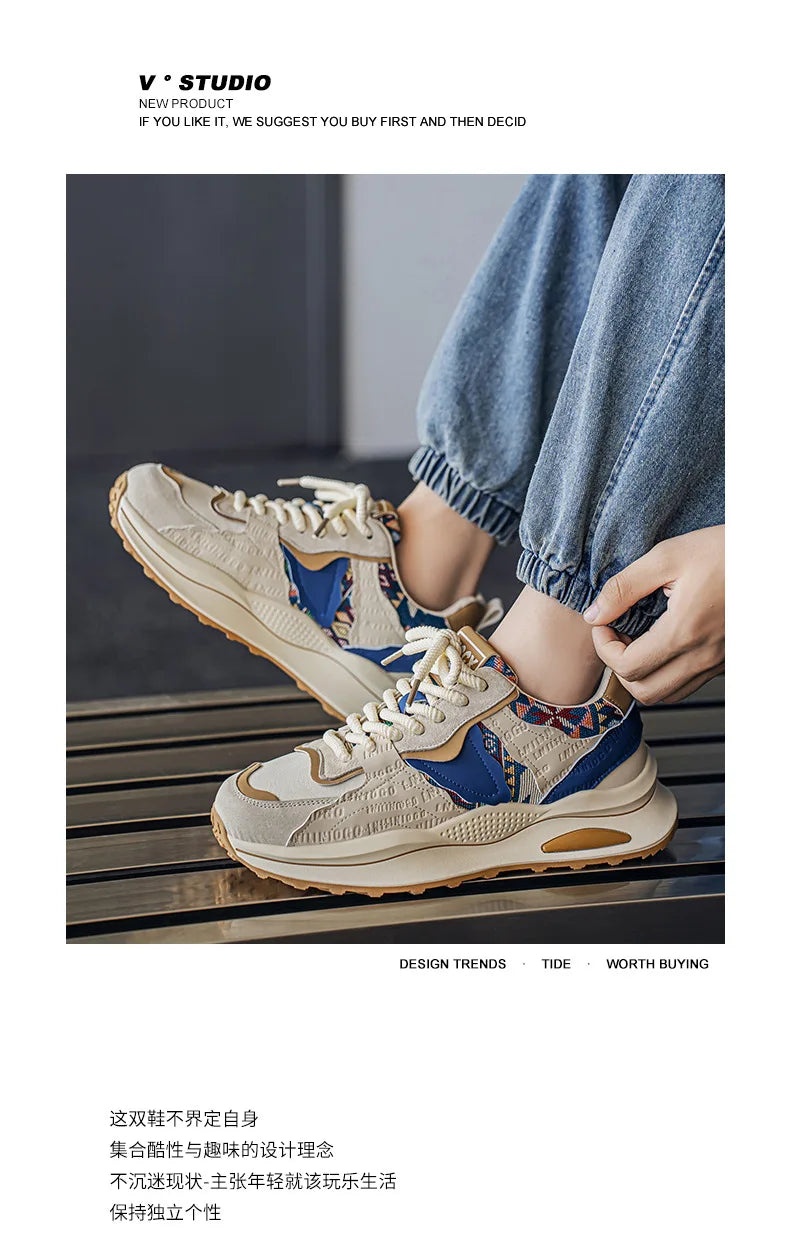 Men's Shoes Spring New Casual Versatile Comfortable Fashion Trend Niche Non-slip Wear-Resistant Retro Sneakers