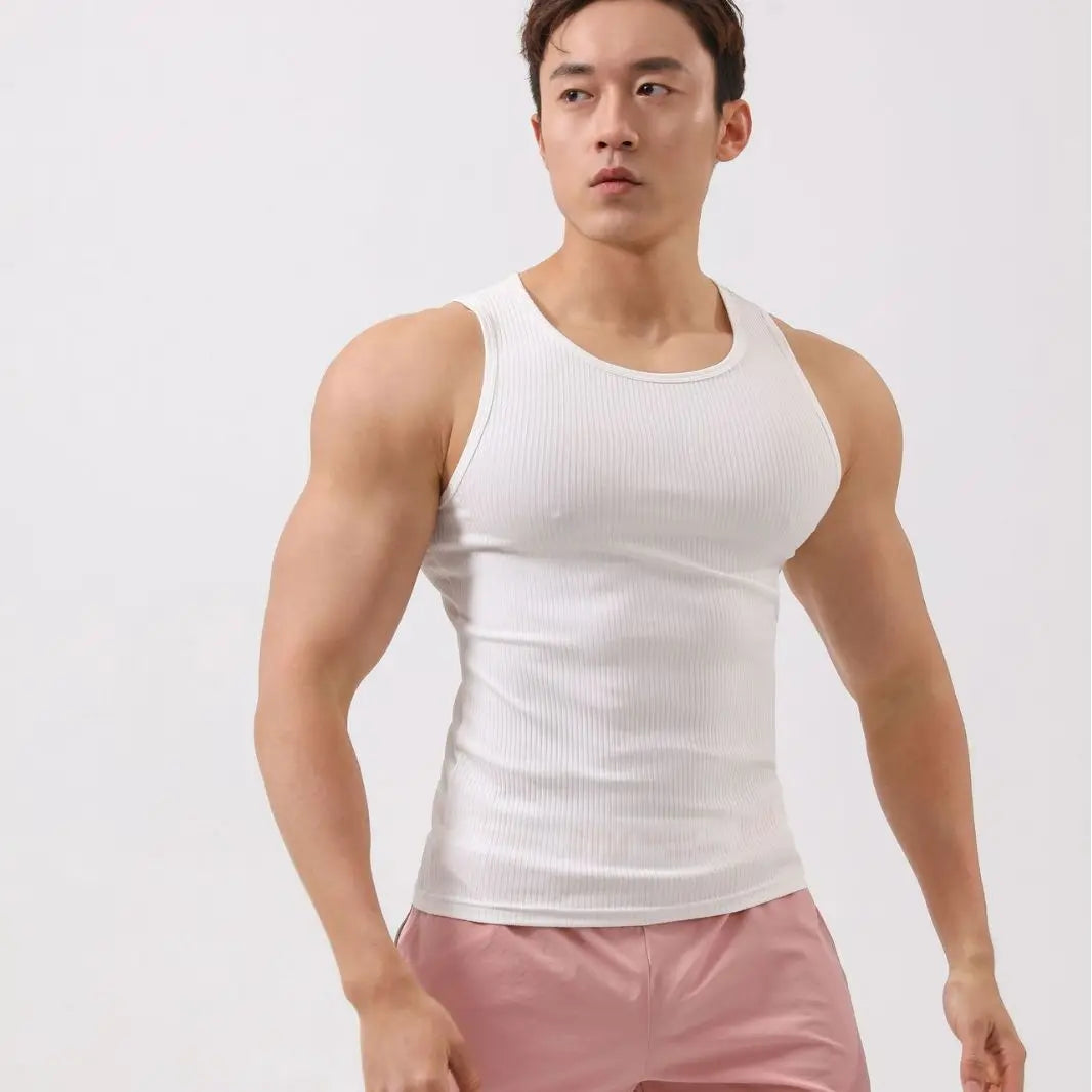 Men's Vest Sports Sleeveless Slim Elastic Sweat Fitness Summer Quick-drying Vest Sleeveless Base Outdoor Running Breathable