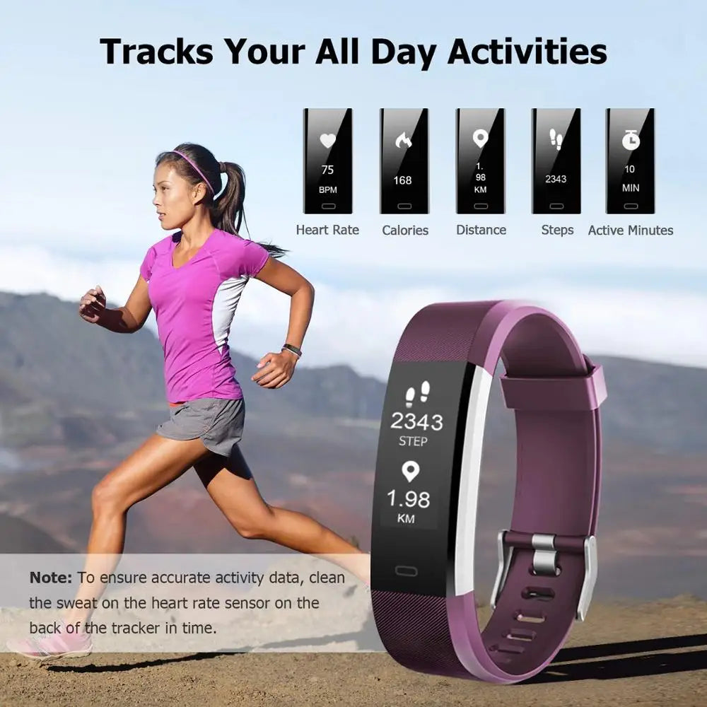 Smart Sports Bracelet Men And Women Pedometer Heart Rate Blood Pressure Fitness Tracker Smartwatch Bluetooth for iOS Android+BOX